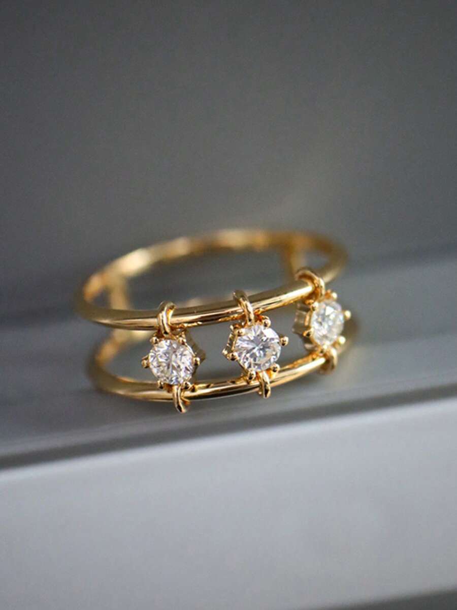 1 PC Glamorous Cubic Zirconia Ring For Women Wedding Engagement Valentine's Day Party Gift - 1# - View 1