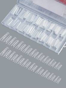 256 Stück/Box Sandwich Nagel Dual Verlängerungsform Nagelspitzen, 128 Stück Oberteil + 128 Stück Unterteil, schnell aufbauende Gelformen für Full Cover, 16 Größen Acryl-Nagel-Gel-Spitzen für Gel-Verlängerung mit Führungslinien, Nagelbedarf - Transparent - Übersicht 3