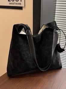 时尚大容量女士单肩手提包，设计 - 黑色 - 查看 5