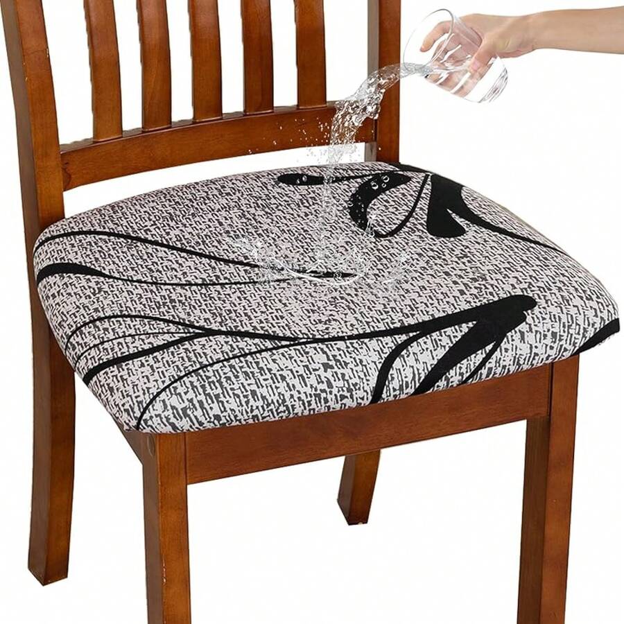 Stretch Non-Slip Soft Washable Dining Chair Covers Set Of 4, Yellow Cushion Slipcovers Kitchen And Dining Room Chairs - 24 - View 1