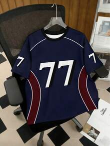 Men Casual Loose Fit Drop Shoulder Short Sleeve T-Shirt - Multicolor - View 4