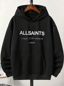 Envío dentro del país | Sudadera con Capucha negra, Diseño Relajado con Estampado, Bolsillos Espaciosos, Perfecta para Otoño e Invierno, Casual y Abrigada,​ regalo para amigos, esposo, novio, estilo emo - Negro - Ver 1