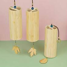 Handmade Japanese Bamboo Wind Chimes, With A Retro And Soothing Tone, Perfect For Indoor And Outdoor Decoration. Ideal For Courtyards, Balconies, And Wedding Settings. Battery-Free, Making Them A Great Gift For The Holidays. - Bamboo and Wood Color - View 2