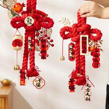 1pc Chinese Knot Decoration Hanging Ornament, Chinese New Year Decor, Red Chinese Knot Tassel Hanging Ornament, Lucky Charm, Door Handle Hanger, Feng Shui Good Luck Pendant, Chinese New Year Party Decoration - Multicolor - View 4