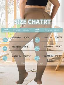 1-Piece Plus Size Women's High-Waist Fleece-Lined Fake Sheer Tight Leggings - Stretchy Non-Tight, Fits Body Curves, Butt-Lifting & Tummy-Control Base Layer, Ideal For Autumn/Winter Layering, Warm & High-Quality - 咖啡 - 查看 5