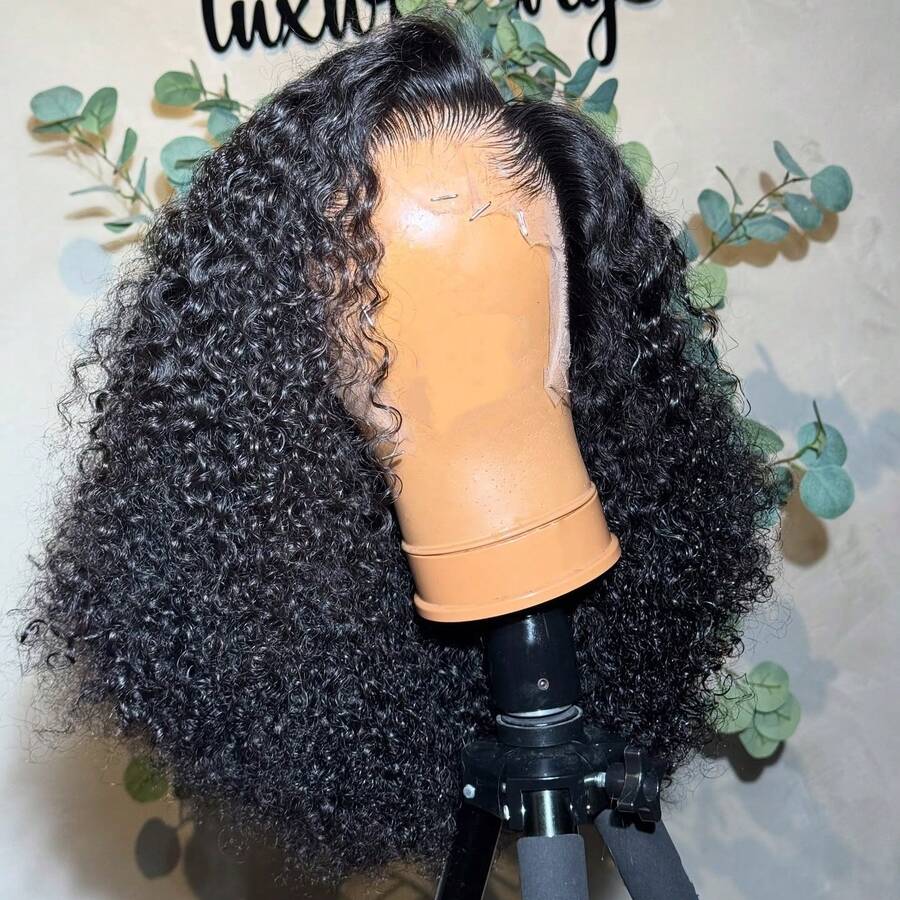 42 Inch Kinky Curly Lace Front Wigs Human Hair 13x4 Jerry Curly Wig Human Hair 200% Density Wet And Wavy Lace Front Wigs Human Hair Pre Plucked Deep Wave Wig For Women With Baby Hair - Natural Black - 查看 1