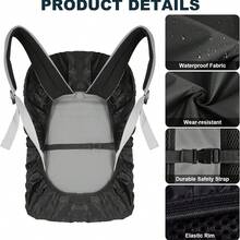 Cubierta impermeable para mochila con tiras reflectantes de | Cubierta antipolvo y antirrobo para mochila, adecuada para senderismo, camping, ciclismo, viajes - Multicolor - Ver 9