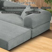 9 Colors Solid Color Corduroy Large Medium Two Size Light Luxury Sit/Lie Convertible Compression Multi-Funtional Sofa Bed Module Free Combination - Light Grey - View 8