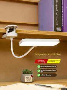 1pc New Creative Rechargeable Clip-On LED Desk Lamp, Square LED Desk Lamp, High Brightness LED Upright Desk Lamp, Home Desk Lamp, Clip-On Reading Lamp, Touch Control 3 Dimming Levels, Anti-Blue Light Eye Protection Reading Lamp, Suitable For Dorm, Living Room, Study, Office, Bedside, 800mAh Battery Capacity - 夾式LED檯燈 - 查看 3