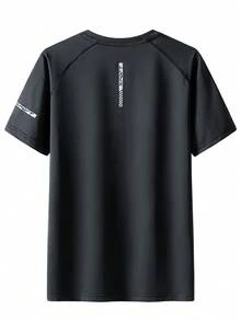 女士纯色休闲短袖T恤，修身款，黑色夏季女式上衣 - 黑色 - 查看 3