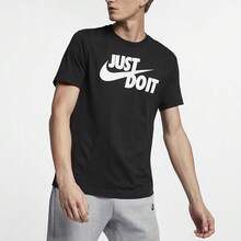 Nike Sportswear Just Do It Retro American Style Letter Breathable Print Crew Neck Short Sleeve T-Shirt, Black - 橘色 - 查看 4