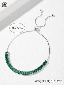 SYMFNY 1条925纯银立方氧化锆珠可调节手链 - 銀色 - 查看 3