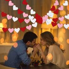 4pcs Felt Heart Wreath & Romantic Banner - Valentine's Day Room Decor, Perfect For Galentine's Day, Anniversary & Wedding Decoration - 大小愛心組合花環 - 查看 6