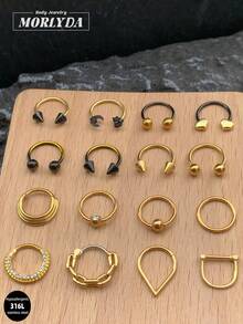 3件套 华丽金色鼻环 熔岩鼻中隔饰品 16G 不锈钢鼻中隔环 心形、花朵、月亮、猫咪、月亮鼻中隔环 穿刺饰品 唇环 鼻中隔卡扣环 和马蹄形杠铃 铰链式鼻中隔环 耳廓、耳屏、耳骨、耳廓内侧、耳软骨耳环 鼻中隔环 穿刺饰品 垂坠式鼻环 圣诞礼物 男女皆宜 10mm 派对约会 日常佩戴 夜间外出 社交聚会 - 金色 - 查看 3