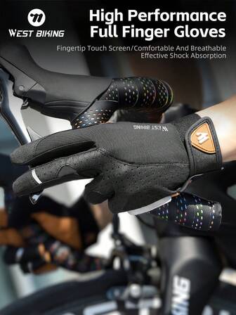  West Biking 骑行触屏手套 防滑透气全指自行车手套 防震运动手套
