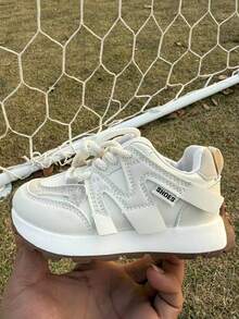 2025春秋新款儿童运动鞋，幼儿真皮软底跑步鞋，时尚百搭，男女童皆宜 - 米色 - 查看 5