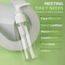 5pcs 100ml Portable Thickened Plastic Transparent Buckle Pump Extrusion Bottle, Shampoo Shower Gel Makeup Tools - Clear - View 6