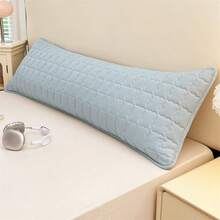1 pièce Housse de coussin matelassée en duvet doux à motif à carreaux et couleur unie, sans rembourrage, design à carreaux simple et épuré, doublure matelassée en gaze double épaisseur moelleuse, taie d'oreiller pour couple, housse de coussin épaisse, convenant à toutes les saisons, facile à retirer et à laver, lavage en machine, couleurs macaron, convenant pour lit simple, lit double, lit king, dortoir d'étudiant, toute la famille, hôtel - Bleu ciel - Voir 9