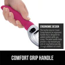 GORILLA GRIP Large Comfortable Handle Heavy Duty Ice Cream Scoop Professional Grade Scooper Get Perfect Shape Scoops Great for Spooning Frozen Gelato and Sorbet Cookie Dough Melon Hot Pink - Rosa fuerte - Ver 3
