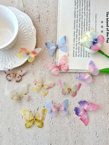 FURDANXINYI 12pcs Colorful Layered Net-Like, Vividly Colored Butterfly Wings Hair Accessory. Elegant Butterfly Beak Clips For The Forest Style Hair Clips! Perfect For Women's Fashionable Hairstyles! Ideal Choice For Weddings And Festival Parties!, Claw Clips, Hair Slide, Hair Barrettes - Multicolor - View 9