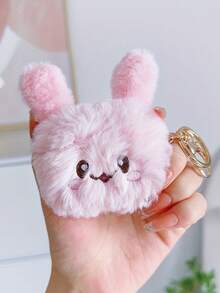 1pc Cute Pink Rabbit Wireless Anti-Drop Earphone Case For Airpods 4 3 Pro 3, Furry PC Earphones Protective Cover Compatible For AirPods 1/2/Pro 2 - Baby Pink - View 5