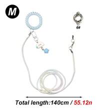 Conjunto de 1 guia de voo super elástica para papagaio com pulseira e pingente de desenho animado fofo, adequada para calopsitas, cacatuas, periquitos e outras aves de exterior, corda retrátil para caminhada de pássaros, sem argola para os pés, adequada para treinamento e soltura de pássaros em todas as estações do ano. - Multicolorido - Ver 19