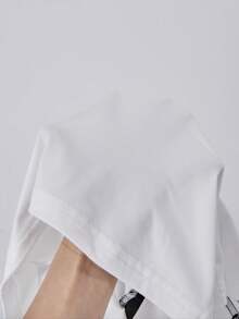 甜美休闲女童T恤两件套，简约蝴蝶结圆领短袖白色上衣，黑色阔腿裤侧边饰有蕾丝缎带和蝴蝶结，适合上学、聚会、户外活动和日常穿着。 - 黑色 - 查看 11