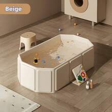 This Foldable Bathtub In Alternating Green And Beige Colors Is Compact And Portable, Without The Need For Inflation. Made Of Easy-To-Clean PVC Material, This Small Bathtub Is Convenient To Store And Maintain, Suitable For Indoor And Outdoor Use, Making It An Ideal Choice For Travel.