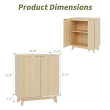 clóset Buffet con Almacenamiento, Moderno Acento Estriado Credenza con Puertas y estantes Ajustables, Mesa de Consola de Bar de café de Madera de 31.5 Pulgadas para Sala de Estar, Comedor, Cocina - Color de la madera - Ver 2