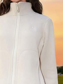 CAMEL CROWN 女士户外抓绒外套，双面抓绒，保暖，防静电，立领，防风内衬 - 橡木灰 - 查看 2