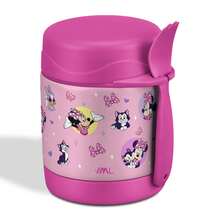 MAGMALIFE Contenedor Térmico para Alimentos MealGo , Disney Minnie  300ml (10oz), Acero Inoxidable Doble Pared, Con Cuchara/Tenedor, Mantiene Frío y Caliente, Boquilla Ancha, Antiderrames, Ideal para Niños - Rosa Roja - Ver 1