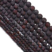 1颗哑光花红玛瑙珠，尺寸可选4/6/8/10/12毫米，天然虎眼石珠，天然石珠，适用于DIY珠宝制作 - 磨砂花紅石 - 查看 3