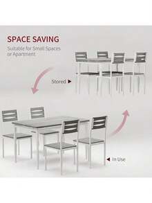 Conjunto de mesa de comedor para 4-6 personas, mesa de comedor de estilo industrial de 5 piezas y 4 sillas tapizadas en MDF, mesa de cocina para comedor, mesa de cocina con patas de mesa extranjeras - Gris - Ver 7