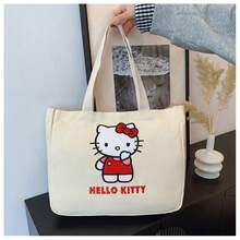 1pc Canvas Tote Bag, Girl Shopping Bag, Student Handbag, Snack Bag, Multi-Layer Portable Shoulder Bag - Multicolor - View 7