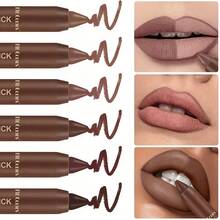 A Duo Of Moisturizing Matte Lip Liner And Glossy Lip Oil In A Light Brown Shade, Featuring A Soft Fog Waterproof Formula That Doesn'T Transfer. Suitable For All Skin Types And Comes In Pencil Form, Making It An Ideal Gift. - 01 - Xem 4