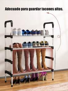 Organizador de zapateros de 4/5/6/7 Niveles , Rack de Acero Inoxidable - Organizador de Zapatos Simple y Fácil de Montar - Mueble Organizador de Ropa con Correas - Estante para Zapatos con Racks para Ropa y Sombreros - El Solución Definitiva para la Organización de Ropa y Zapatos - Negro - Ver 7