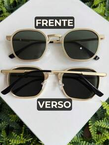 Men's Fashion Sunglasses, Casual, Perfect Gift For Friends For Everyday Use, UV400 Protection, Comfortable, Old Money - 綠配金 - 查看 2