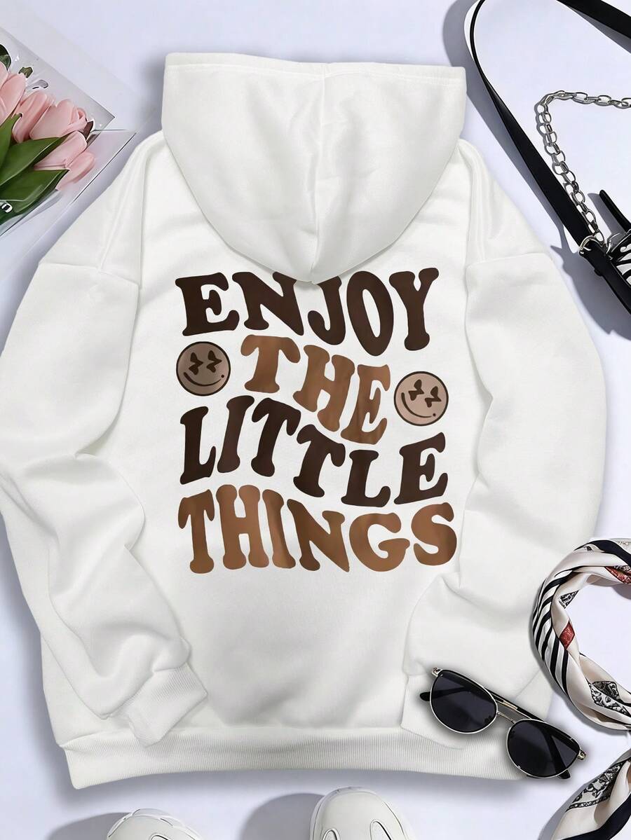 Alphabet Creative Fashion Print Fashion Sports Top Women's Casual Fashion Hoodie - White - View 1
