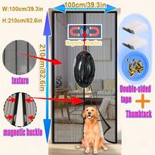 1 件黑色磁性蚊帐窗帘，带磁性闭合条，自动闭合，无阻塞通道，易于安装和拆卸，配有胶带和金色安装钉，无需钻孔，有多种宽度（80 厘米 - 140 厘米）和 210 厘米高度可供选择，适用于户外门、阳台门、露台门等。 - 彩色 - 查看 20