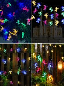 20/50/100pcs LED Solar Star & Moon String Lights - 8 Lighting Modes, Waterproof Fairy Lights, Outdoor Garden Lights, Suitable For Garden, Yard, Patio, Roof, Wedding, Festival, Party, Ramadan And Eid Decoration, Easter Decorative String Lights - Black - View 10