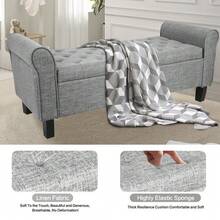 51 Storage With Upholstered Ottoman Linen End Of Bed Couch Light Gray - 1 - Xem 5