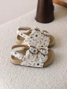 1 Pair Girls' Open Toe Fashionable Princess Shoes, Soft Bottom Beach Sandals, Soft Sole Toddler Baby Shoes