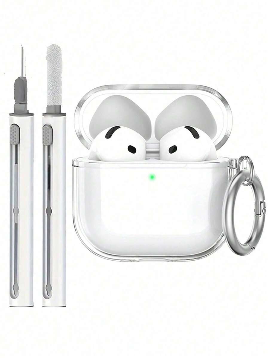 2pcs Transparent Earphone Protective Case + Cleaning Brush