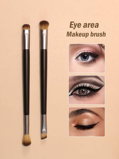 2支装眼部彩妆双头刷套装，提升眼妆效果，适用于勾勒眼线、晕染、晕染和阴影。