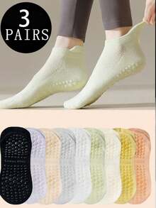 3/6/10双装女士彩色瑜伽袜，袜口采用硅胶防滑设计，并配有舒适的弹性抽绳。这款短款瑜伽舞蹈袜为纯色设计，非常适合运动、芭蕾和瑜伽。 - 彩色 - 查看 14