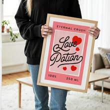1pc Unframed Canvas Retro Love Wall Art - "Eternal Crush Love Potion" Themed Decor, Retro Poster-Style Romantic Decor, Vibe Item For Couple Spaces, Trending Cross-Border Valentine Decor Piece - Multicolor - View 6