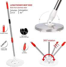 Spin Mop Handle 360 Degree Spin Mop Pole Handle Rotating Telescopic Stick Replace Spinning Household Cleaning Accessories Home - 1 - Xem 3