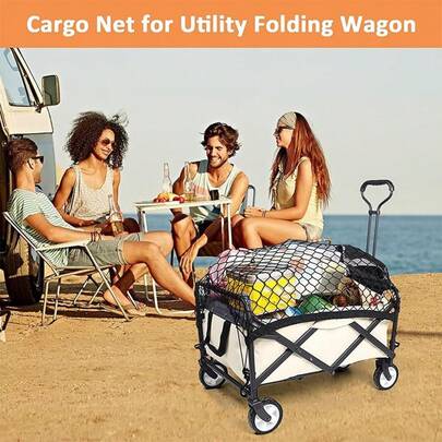 Cargo Net, Roof Rack Net With Hooks Carabiners, Camping Trailer Cargo Net, Outdoor Trailer/Cart Bag, Small Cart Net Strap, Camping Trailer Securing Net.