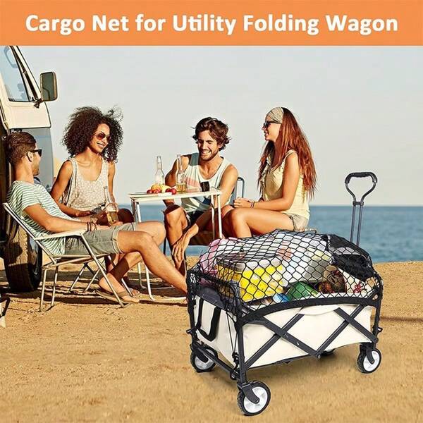 Cargo Net, Roof Rack Net With Hooks Carabiners, Camping Trailer Cargo Net, Outdoor Trailer/Cart Bag, Small Cart Net Strap, Camping Trailer Securing Net.
