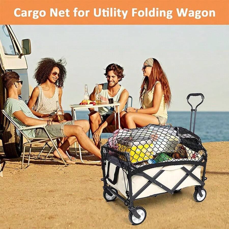 Cargo Net, Roof Rack Net With Hooks Carabiners, Camping Trailer Cargo Net, Outdoor Trailer/Cart Bag, Small Cart Net Strap, Camping Trailer Securing Net.